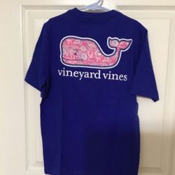 Vineyard Vines Sea Life Whale Fill Maritime Blue Short Sleeve Tee Boys Small