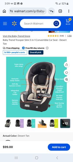 Baby Trend Trooper Slim 3-in-1 Convertible Car Seat $75