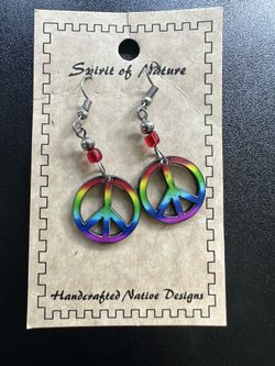 Peace Sign Earrings Colorful