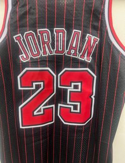 Michael Jordan Chicago Bulls Black With Red Pinstripes New Jersey Size XXL