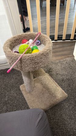 Beige Cat Tree with Scratching Post