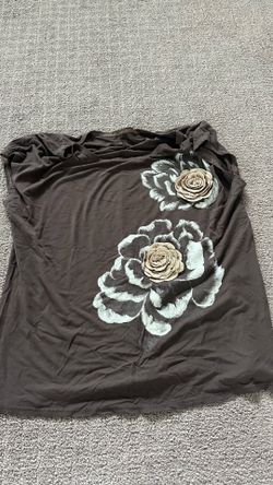 Women’s Brown Floral Embellished Top – Size M/L