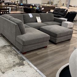 Penelope Fabric Sectional With Ottoman
