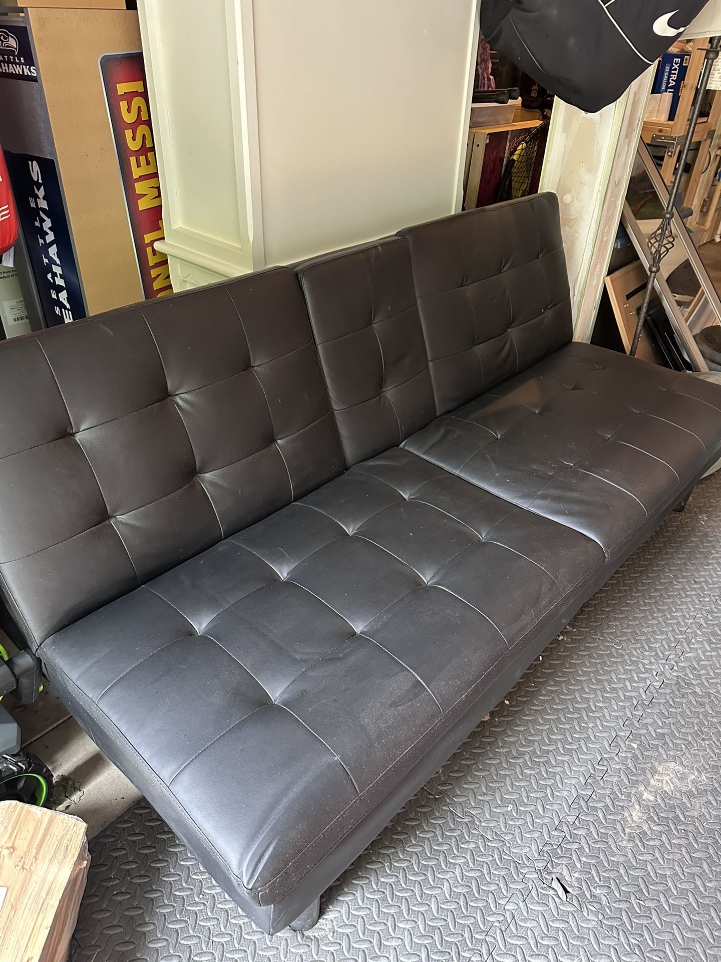 2 Black Convertible Folding Sofas
