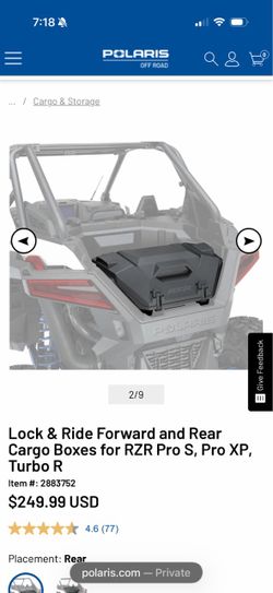 Polaris Lock & Ride Forward and Rear Cargo Box