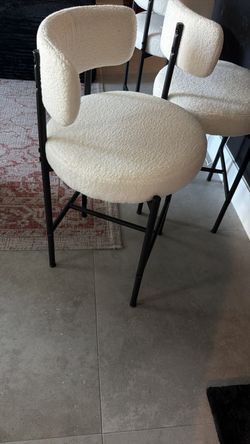 White Bouclé Dining Chairs (3)