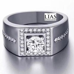 New 18k White Gold Men Wedding Ring 