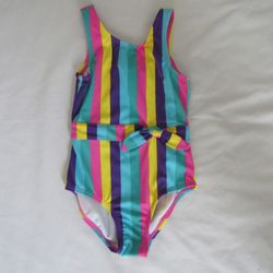 New Girls 3T Stripe With Bow Swimsuit 