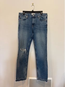 We The Free Women's Straight Leg Distressed Blue Jeans