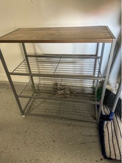 Metal Shoe Rack with wood top