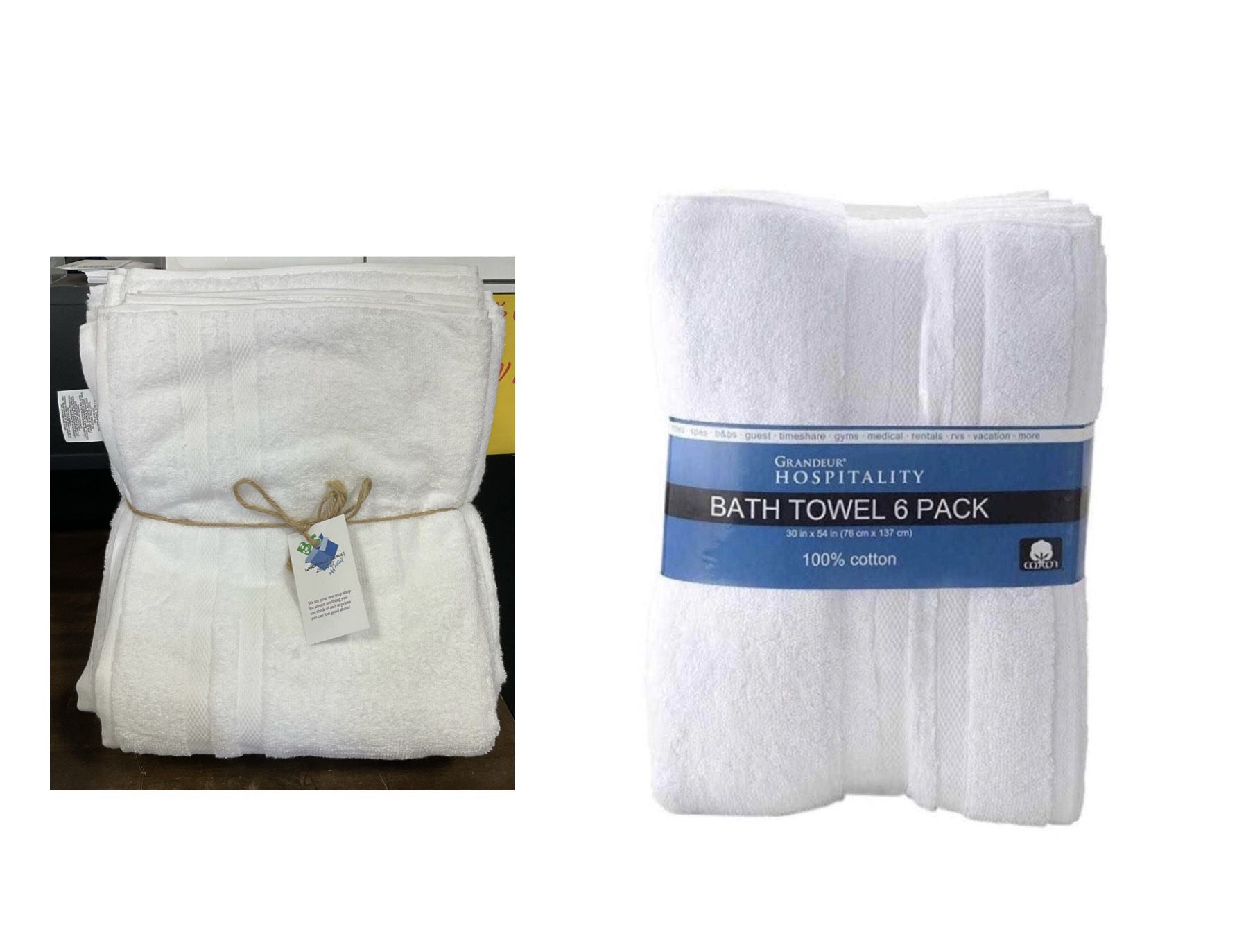 Grandeur 100% Cotton Hospitality Bath Towels, 6 Pack – Xtra