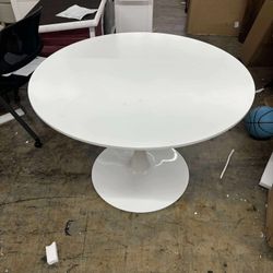 42 inch White Round Dining Kitchen Table Pedestal Base Mid-Century Modern Tulip Circle Table