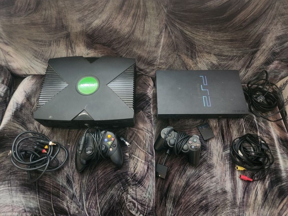 Sony PS2 Fat and Original Xbox W Controller and Cords "For Parts or Repair" As Is "