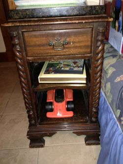 Vintage Solid Wood Night Stand/ Side Table/ 1 dovetailed draw and 2 shelves Storage Stand 27"h x 14 1/2"d x 16" w