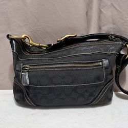 Coach Black Signature C Leather Jacquard Handbag. 10561