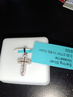 Moissanite sterling silver cross