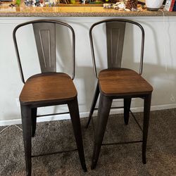 High Back Metal Counter/Bar Stools (Set of 2)