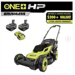 ONE+ HP 18V Brushless 16 in. Cordless Battery Walk Behind Push Lawn Mower battery and charge