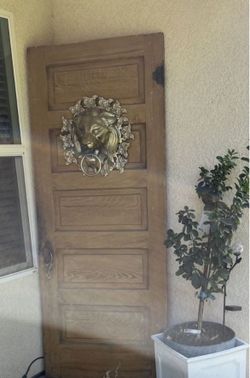 Antique Door With Lion Door Knocker 