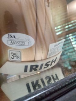 Dan marino signed football in display case with certificate of authenticity and picture of signing