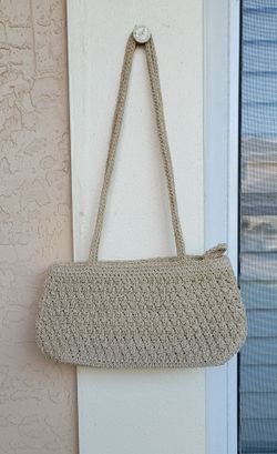 LADIES TAN CROCHET PURSE by Liz Claiborne