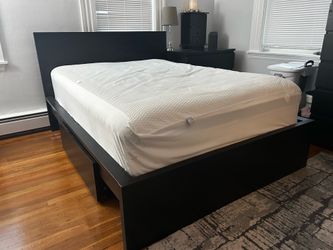 IKEA bed frame w/ 2 sliding drawers and mattress