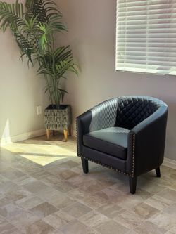 Faux Leather Barrel Chair