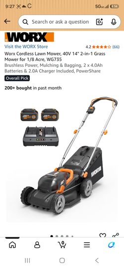 Work cordless lawnmower NO BATTERIES