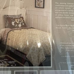 2 Twin Bed Cocala Contours Bed Sets Includes Bedskirt, Pillow Sham, Comforter