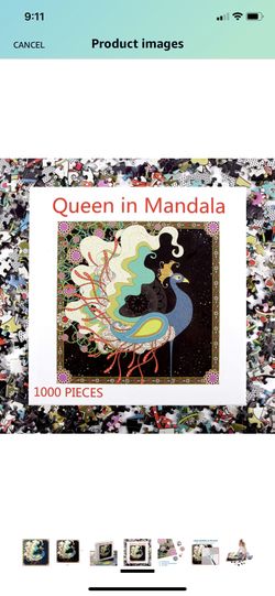 Bgraamiens Puzzle-Queen in Mandala-1000 Pieces Square Puzzle Color Challenge Jigsaw Puzzles for Adults and Kids