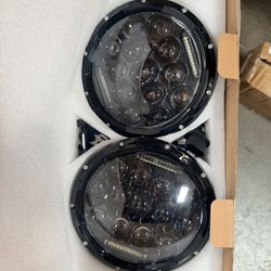 7 Inch Round LED Headlights for Jeep Wrangler JK TJ LJ 75W High/Low Beam with DRL Daytime Running Light with H4 H13 Adapter Compatible with Off-Road a