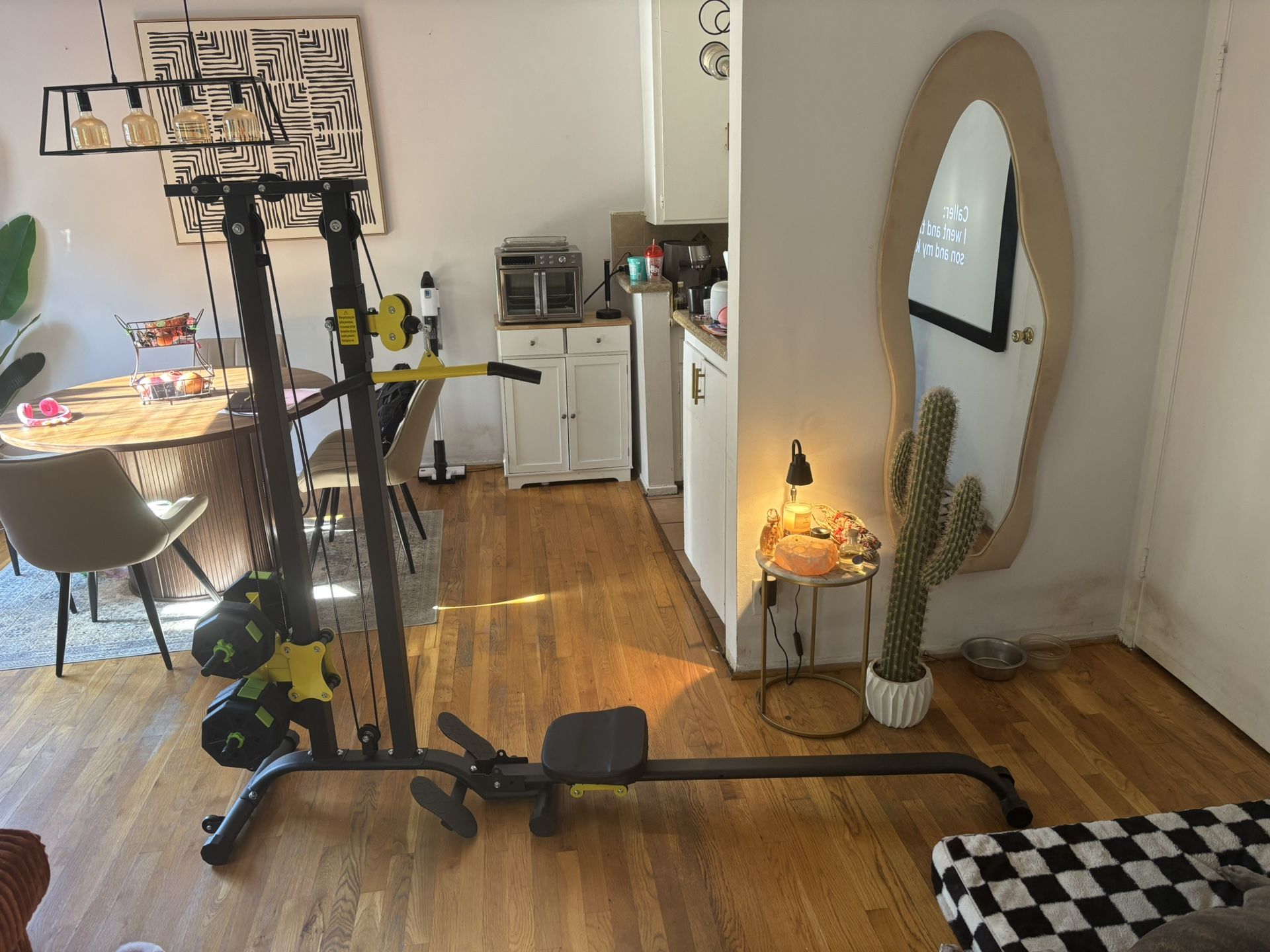 Lat Pulldown Machine And Rower With 90lb+ Weight Set