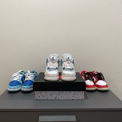 Jordan 4 Military Blue, And 2 Beat Up Nike Shoes ( CHECK DESCRIPTION FOR SIZES)