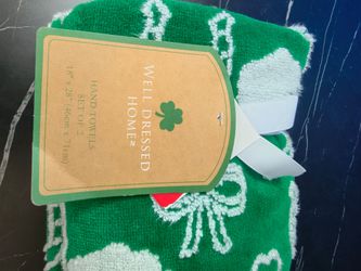 Well Dressed Home Set of Green Irish Kitchen Towels