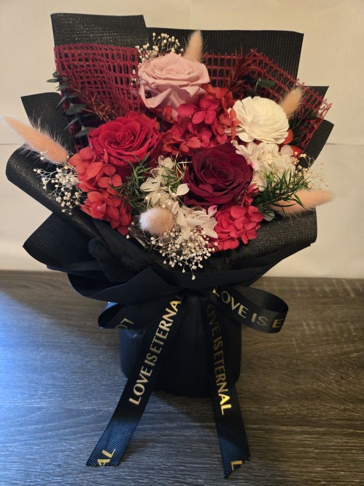 Beautiful Preserved REAL Red Roses Flower Bouquet