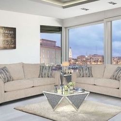 Brand New Light Cream Sofa and Love Seat Set