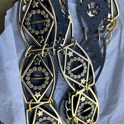 Belts Gold Black Metallic