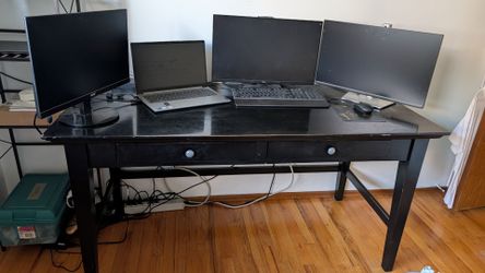 Black Wooden Desk with Two Drawers