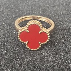New Van Cleef Single Clover 14k Gold Ring