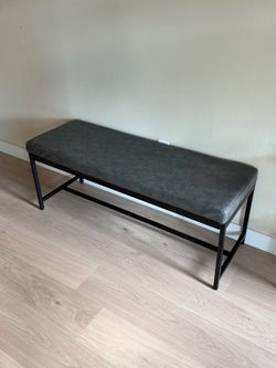Chase Vegan Leather Bench - Gray