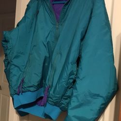Columbia Large Teal Waterproof Jacket No Hood Warm!