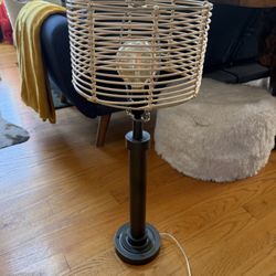 Rattan Table Lamp with Edison Bulb