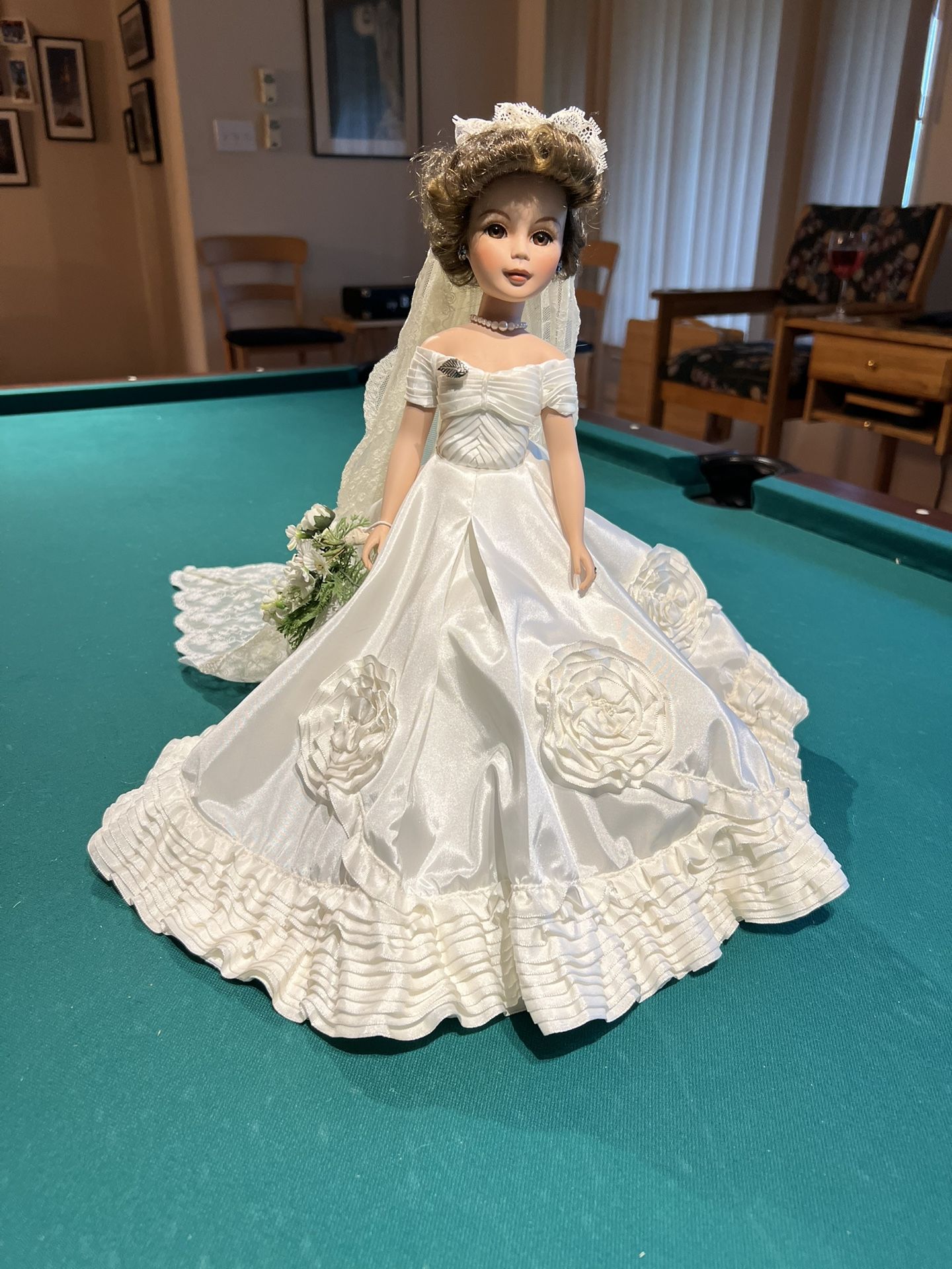 Vintage Jackie Kennedy Wedding Dress Porcelain Doll Figurine By