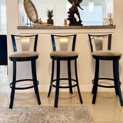 3 Swivel Barstools, Counter Swivel Hight Stools Black