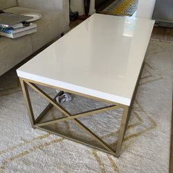 White And Gold Coffee Table 