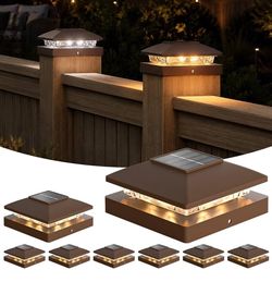 8-Pack Solar Post Cap Lights for 4x4 Posts - IP64 Waterproof, 3000/6500K LED, Wireless Fence Lights & Deck