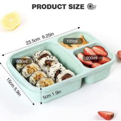 New 4 Pack Lunch Box Stackable Containers 3 Compartment Meal Comes With Spoon Fork And Chopsticks BPA FREE