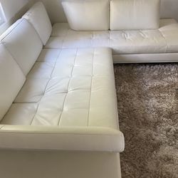 Leather Sectional Sofa - White