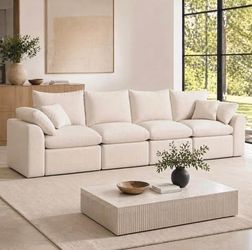 100% Brand New in box High Back  Luxury Chenille Modular Boneless Cloud Couch Sofa, 4-Seater
