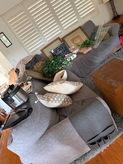 free Gray Fabric Sectional Sofa